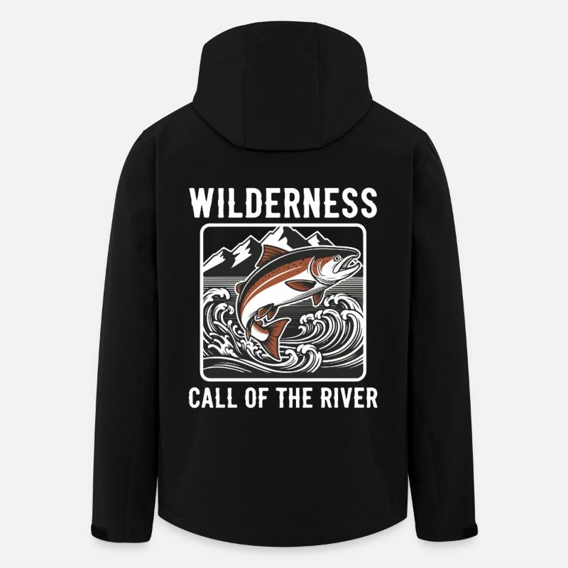 Wildforellenangeln River Mountain - Recycelte Männer Softshell-Jacke von Stanley/Stella - Schwarz