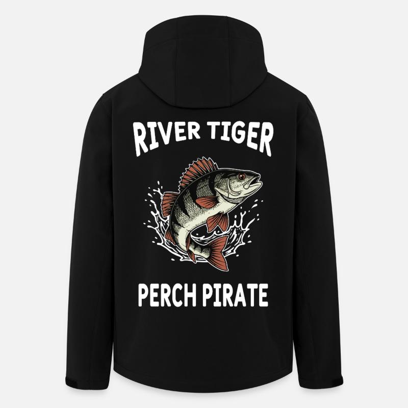Pêche Rivière Perch River Tiger - Veste softshell homme en polyester recyclé Stanley/Stella - noir