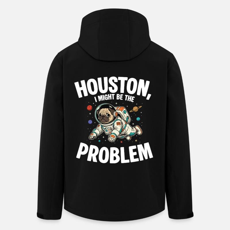 Pug Dog Astronaut Houston Humor - Recycelte Männer Softshell-Jacke von Stanley/Stella - Schwarz