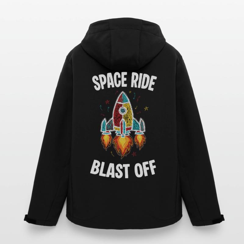 Space Rocket Retro Scribble Blast Off Men’s Recycled Softshell Jacket by Stanley/Stella