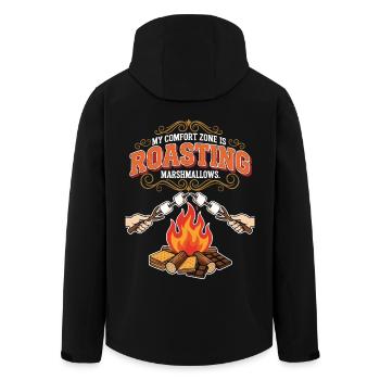 Camping Humour Comfort Zone Roasting Marshmallows - Men’s Recycled Softshell Jacket by Stanley/Stella - black - Back - AI Model Male 185 light (185cm)
