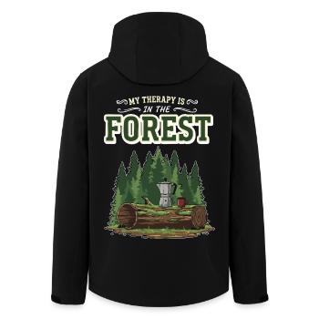 Camping Café Humour My Therapy Is In The Forest - Veste softshell homme en polyester recyclé Stanley/Stella - noir - Dos - AI Model Male 185 light (185cm)
