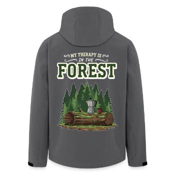 Camping Café Humour My Therapy Is In The Forest - Veste softshell homme en polyester recyclé Stanley/Stella - charbon - Dos - AI Model Male 185 light (185cm)