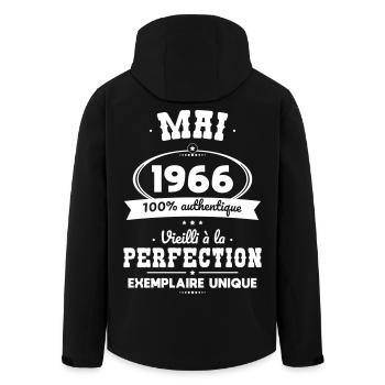 Anniversaire 60 ans - Mai 1966 Perfection - Veste softshell homme en polyester recyclé Stanley/Stella - noir - Dos - AI Model Male 185 light (185cm)