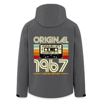 Original 1967 Vintage Cassette - Men’s Recycled Softshell Jacket by Stanley/Stella - anthracite - Back - AI Model Male 185 light (185cm)