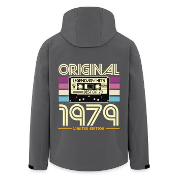 Cassette 1979 Original Hits - Men’s Recycled Softshell Jacket by Stanley/Stella - anthracite - Back - AI Model Male 185 light (185cm)
