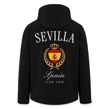 Couronne des armoiries de Séville, Espagne – Souvenir de voyage - Veste softshell homme en polyester recyclé Stanley/Stella - noir - Dos - AI Model Male 185 light (185cm)