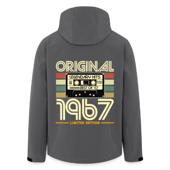 Cassette 1967 Vintage Limited - Men’s Recycled Softshell Jacket by Stanley/Stella - anthracite - Back - AI Model Male 185 light (185cm)