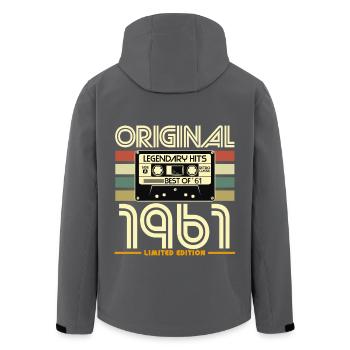 Cassette rétro 1961 Édition Limitée - Veste softshell homme en polyester recyclé Stanley/Stella - charbon - Dos - AI Model Male 185 light (185cm)