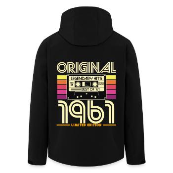 Original 1961 Retro Cassette Limited - Men’s Recycled Softshell Jacket by Stanley/Stella - black - Back - AI Model Male 185 light (185cm)