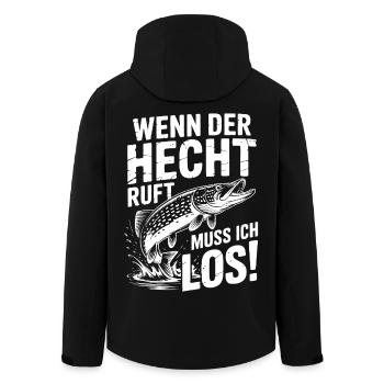 Der Hecht ruft! - Recycelte Männer Softshell-Jacke von Stanley/Stella - Schwarz - Hinten - AI Model Male 185 light (185cm)