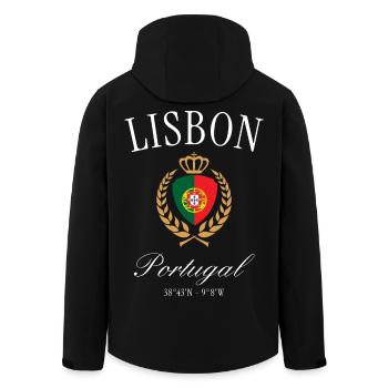 Lisbon Portugal Coat of Arms Crown – Travel Souvenir - Men’s Recycled Softshell Jacket by Stanley/Stella - black - Back - AI Model Male 185 light (185cm)