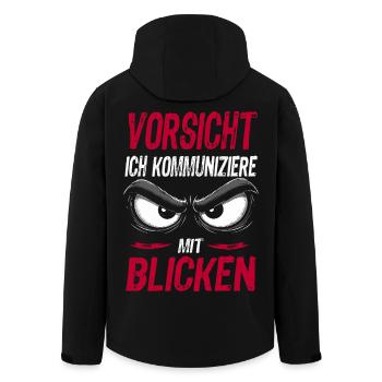 Vorsicht Ich kommuniziere mit Blicken - Recycelte Männer Softshell-Jacke von Stanley/Stella - Schwarz - Hinten - AI Model Male 185 light (185cm)