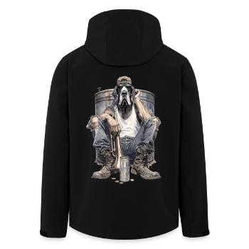 Un dogue allemand cool avec trompette - Veste softshell homme en polyester recyclé Stanley/Stella - noir - Dos - AI Model Male 185 light (185cm)