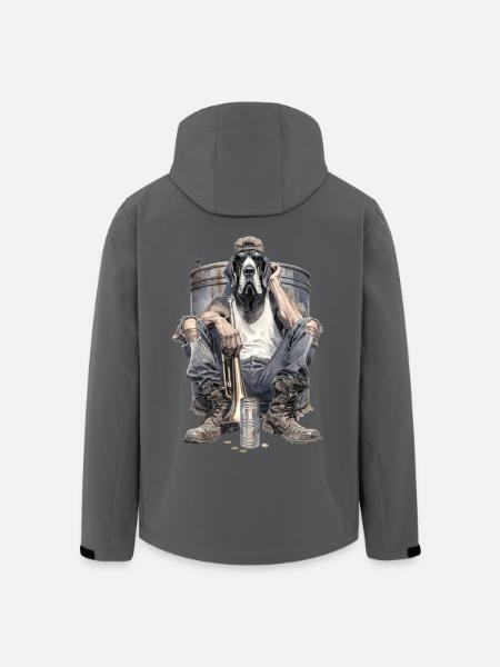 Cool Great Dane with Trumpet - Men’s Recycled Softshell Jacket by Stanley/Stella - black
