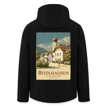 Beidlhausen Poster - Alpen Dorfharmonie - Recycelte Männer Softshell-Jacke von Stanley/Stella - Schwarz - Hinten - AI Model Male 185 light (185cm)