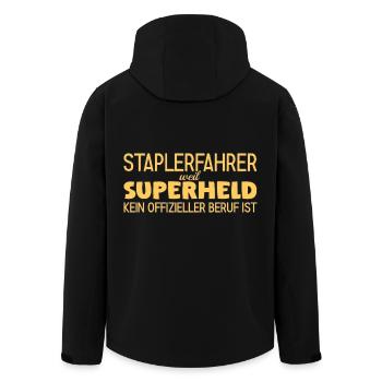 Staplerfahrer Superheld Gabelstaplerfahrer - Recycelte Männer Softshell-Jacke von Stanley/Stella - Schwarz - Hinten - AI Model Male 185 light (185cm)