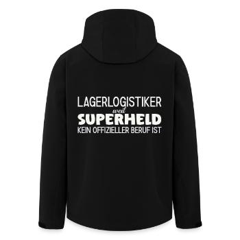 Lagerlogistiker Superheld - Recycelte Männer Softshell-Jacke von Stanley/Stella - Schwarz - Hinten - AI Model Male 185 light (185cm)