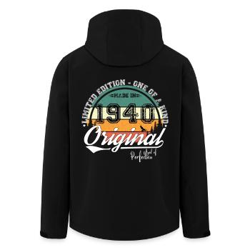 1940er Jahre Vintage Retro Geburtstagsgeschenk - Recycelte Männer Softshell-Jacke von Stanley/Stella - Schwarz - Hinten - AI Model Male 185 light (185cm)