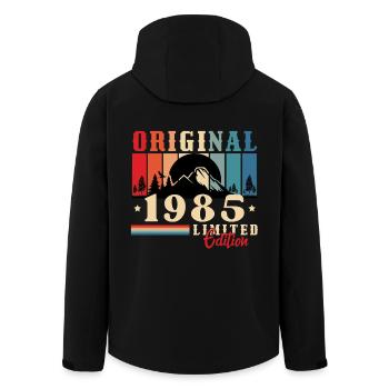 1985 Vintage Original 1985 Birthday Gift - Men’s Recycled Softshell Jacket by Stanley/Stella - black - Back - AI Model Male 185 light (185cm)
