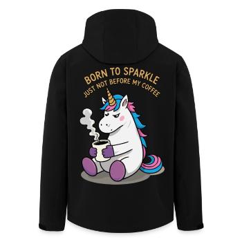 Einhorn liebt Kaffee - Recycelte Männer Softshell-Jacke von Stanley/Stella - Schwarz - Hinten - AI Model Male 185 light (185cm)
