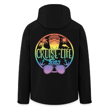 Cruise Life 2023 Cruising Summer Holiday Vacation - Men’s Recycled Softshell Jacket by Stanley/Stella - black - Back - AI Model Male 185 light (185cm)