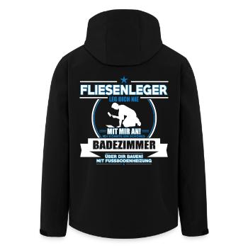FLIESENLEGER LEG DICH NIE MIT MIR AN! - Recycelte Männer Softshell-Jacke von Stanley/Stella - Schwarz - Hinten - AI Model Male 185 light (185cm)