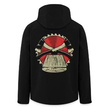 Holz Holzfäller Kettensäge Motorsäge Wald Säge - Recycelte Männer Softshell-Jacke von Stanley/Stella - Schwarz - Hinten - AI Model Male 185 light (185cm)