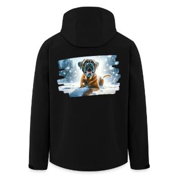 Boxer in winterlich verschneiter Landschaft - Recycelte Männer Softshell-Jacke von Stanley/Stella - Schwarz - Hinten - AI Model Male 185 light (185cm)