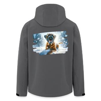 Boxer dans un paysage enneigé hivernal - Veste softshell homme en polyester recyclé Stanley/Stella - charbon - Dos - AI Model Male 185 light (185cm)