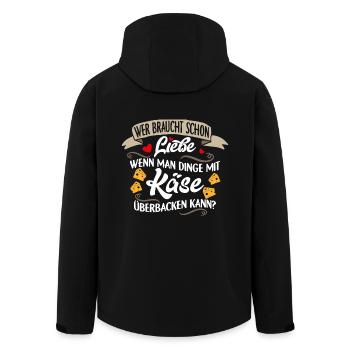 Wer braucht schon Liebe, wenn es Käse gibt. - Recycelte Männer Softshell-Jacke von Stanley/Stella - Schwarz - Hinten - AI Model Male 185 light (185cm)