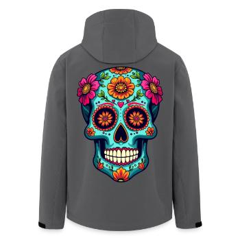Floraler Zuckerschädel – Farbenfrohe Kunst zum Tag der Toten - Recycelte Männer Softshell-Jacke von Stanley/Stella - Schwarz - Hinten - AI Model Male 185 light (185cm)
