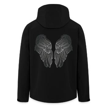 Heart Shaped Silver Guardian Angel Wings - Men’s Recycled Softshell Jacket by Stanley/Stella - black - Back - AI Model Male 185 light (185cm)