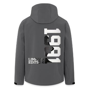 LIMITED EDITION 1991 35. GEBURTSTAG - Recycelte Männer Softshell-Jacke von Stanley/Stella - Anthrazit - Hinten - AI Model Male 185 light (185cm)