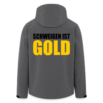 schweigen ist gold - Recycelte Männer Softshell-Jacke von Stanley/Stella - Schwarz - Hinten - AI Model Male 185 light (185cm)
