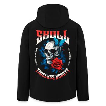 Skull Skull Butterfly Rose Flower - Men’s Recycled Softshell Jacket by Stanley/Stella - black - Back - AI Model Male 185 light (185cm)