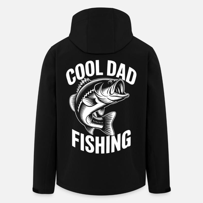 Motif de pêche cool pour papa - Veste softshell homme en polyester recyclé Stanley/Stella - noir
