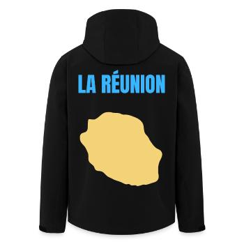 T-Shirt mit goldener Karte auf der Insel La Réunion - Recycelte Männer Softshell-Jacke von Stanley/Stella - Schwarz - Hinten - AI Model Male 185 light (185cm)