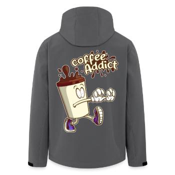 Kaffee Süchtiger, Cartoon Cartoon - Recycelte Männer Softshell-Jacke von Stanley/Stella - Schwarz - Hinten - AI Model Male 185 light (185cm)