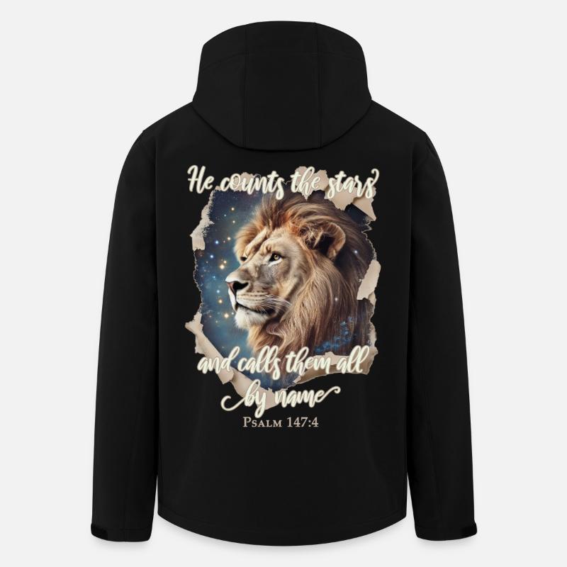 Löwe Bibelvers Christlich - Recycelte Männer Softshell-Jacke Discoverer von Stanley/Stella - Schwarz
