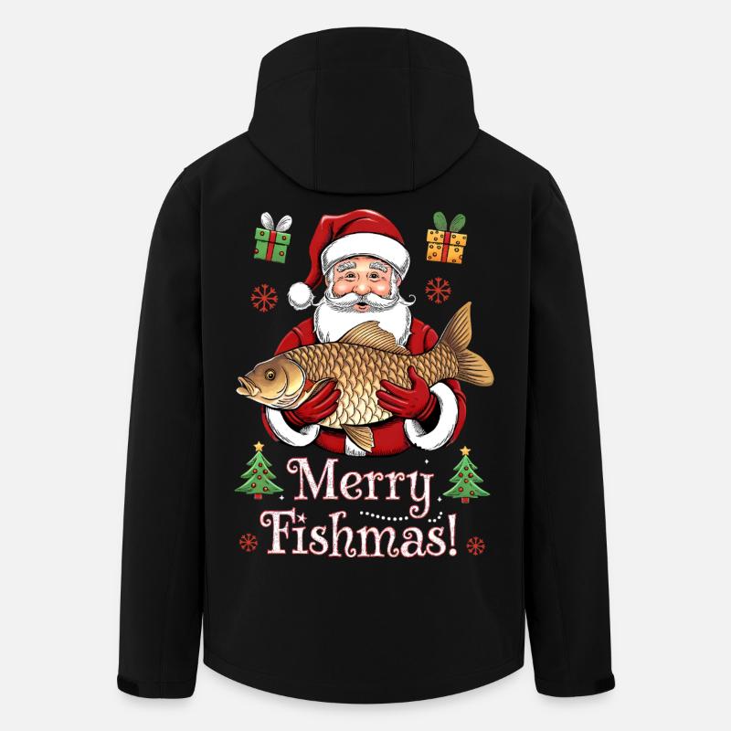 Angler Weihnachtspullover Merry Fishmas Karpfen - Recycelte Männer Softshell-Jacke von Stanley/Stella - Schwarz