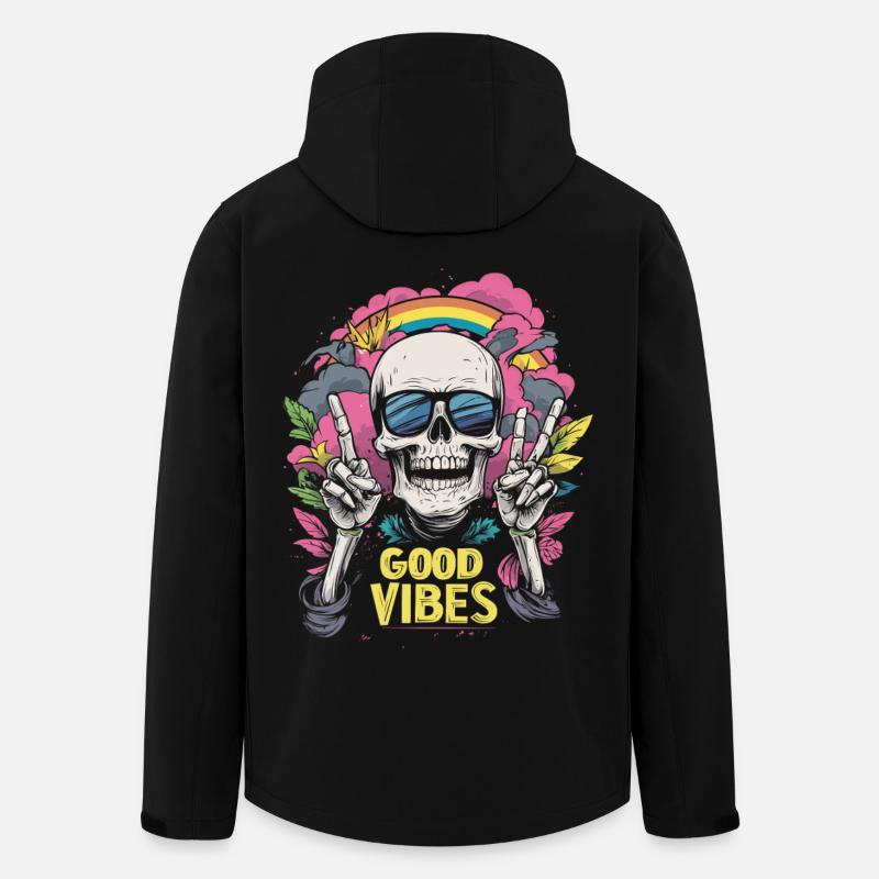Skull Regenbogen - Recycelte Männer Softshell-Jacke von Stanley/Stella - Schwarz