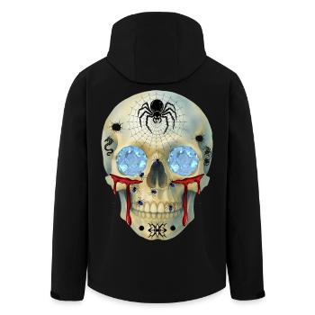 T-Shirt-Design mit Schädel mit Spinnen und Diamantaugen - Recycelte Männer Softshell-Jacke von Stanley/Stella - Schwarz - Hinten - AI Model Male 185 light (185cm)