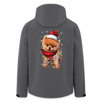 Chien de Poméranie de Noël - chiot mignon de Noël de Santa - Veste softshell homme en polyester recyclé Stanley/Stella - noir - Dos - AI Model Male 185 light (185cm)
