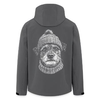 Border Terrier Bobble Hat Dog Dog - Men’s Recycled Softshell Jacket by Stanley/Stella - black - Back - AI Model Male 185 light (185cm)