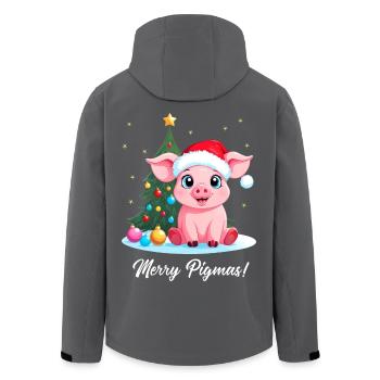 Pig Christmas Farmer Merry Pigmas - Men’s Recycled Softshell Jacket by Stanley/Stella - black - Back - AI Model Male 185 light (185cm)