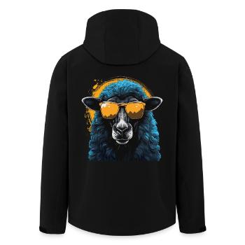 Cooles Schaf mit Sonnenbrille - Recycelte Männer Softshell-Jacke von Stanley/Stella - Schwarz - Hinten - AI Model Male 185 light (185cm)