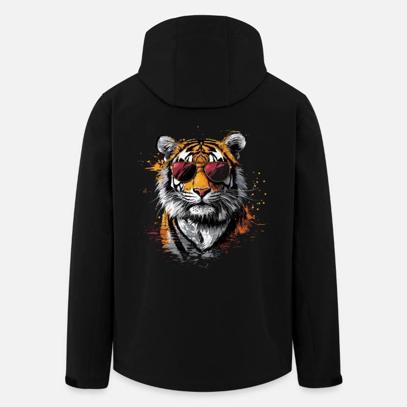 Tiger with sunglasses - Men’s Recycled Softshell Jacket by Stanley/Stella - black