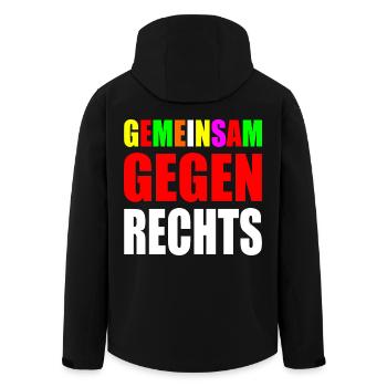 Gemeinsam gegen rechts - Recycelte Männer Softshell-Jacke von Stanley/Stella - Schwarz - Hinten - AI Model Male 185 light (185cm)