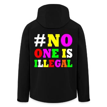No one is illegal - Men’s Recycled Softshell Jacket by Stanley/Stella - black - Back - AI Model Male 185 light (185cm)